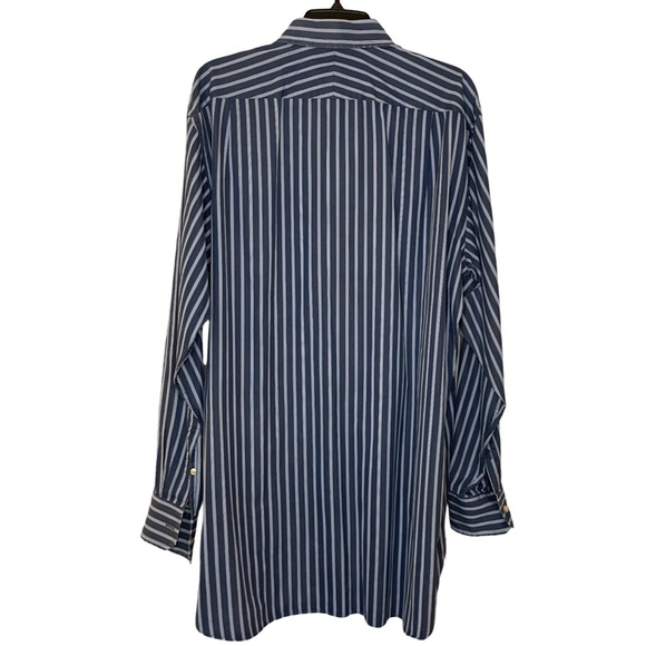 Thomas Pink 100% Cotton Dark Blue & White Striped Button Down. Size 17 1/2 - 37 - Picture 3 of 12